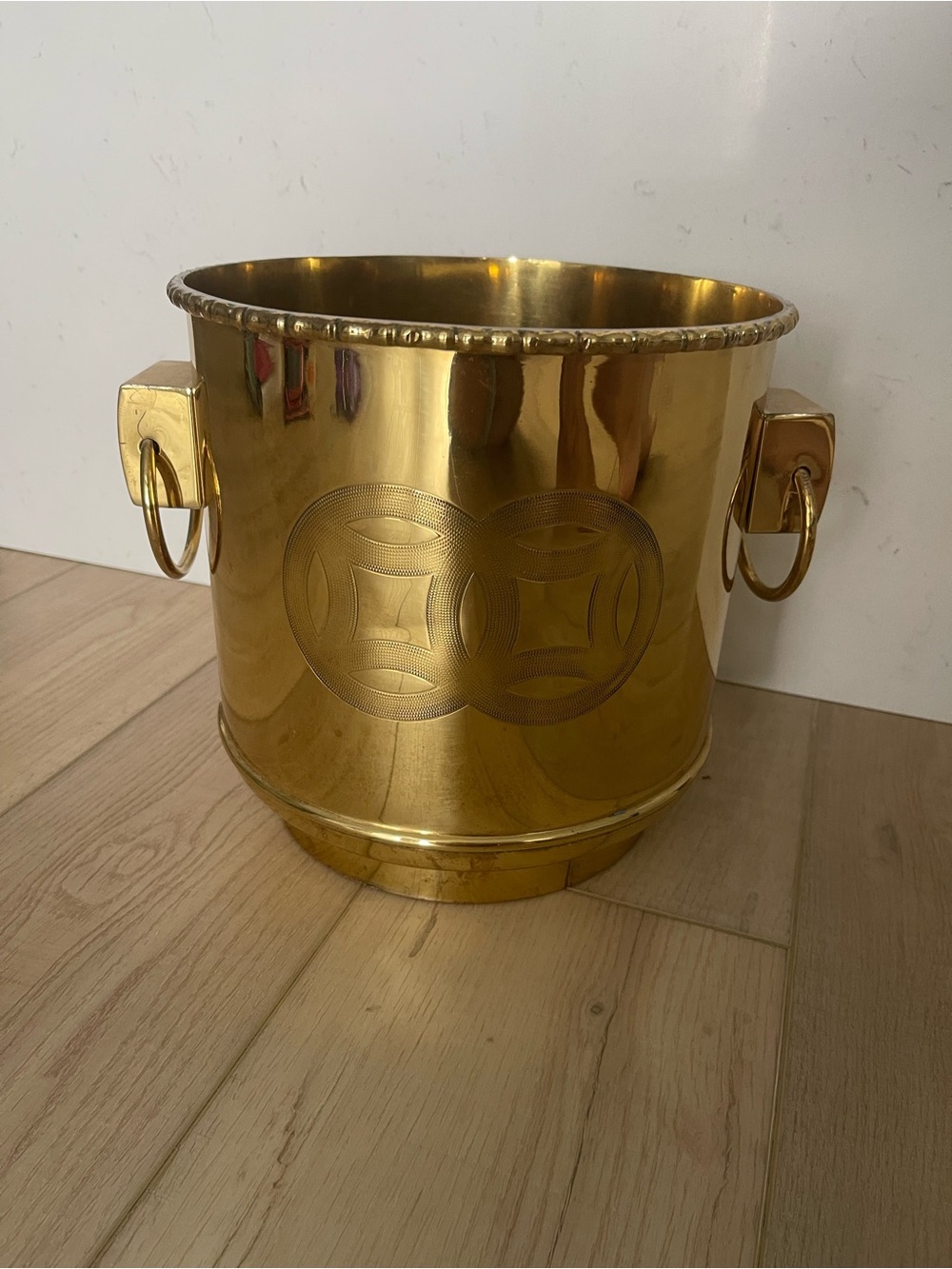 Vintage brass planter with handles